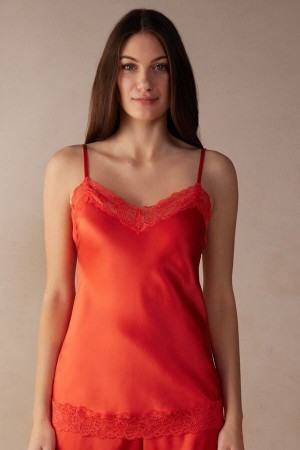 Orange Intimissimi Lace and Silk Top | FCAUI49721